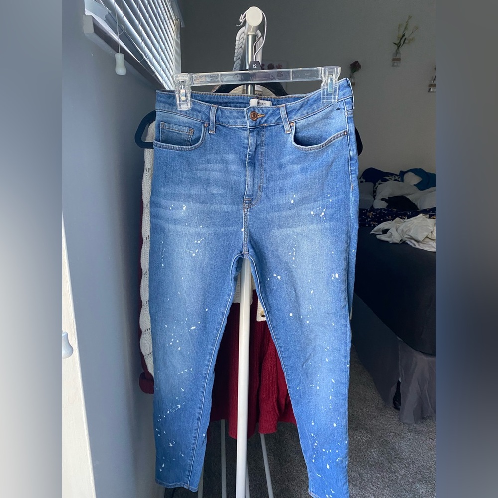 Forever 21 Paint Splattered High Waisted Jeans